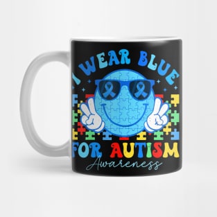 I Wear Blue For Autism Awareness Month Teacher Kids Boys Mug